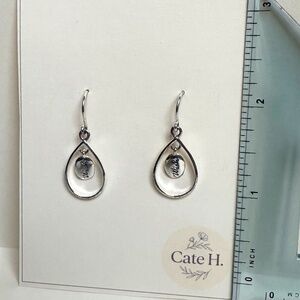 Silver Drop Earrings with "Wish" Charm